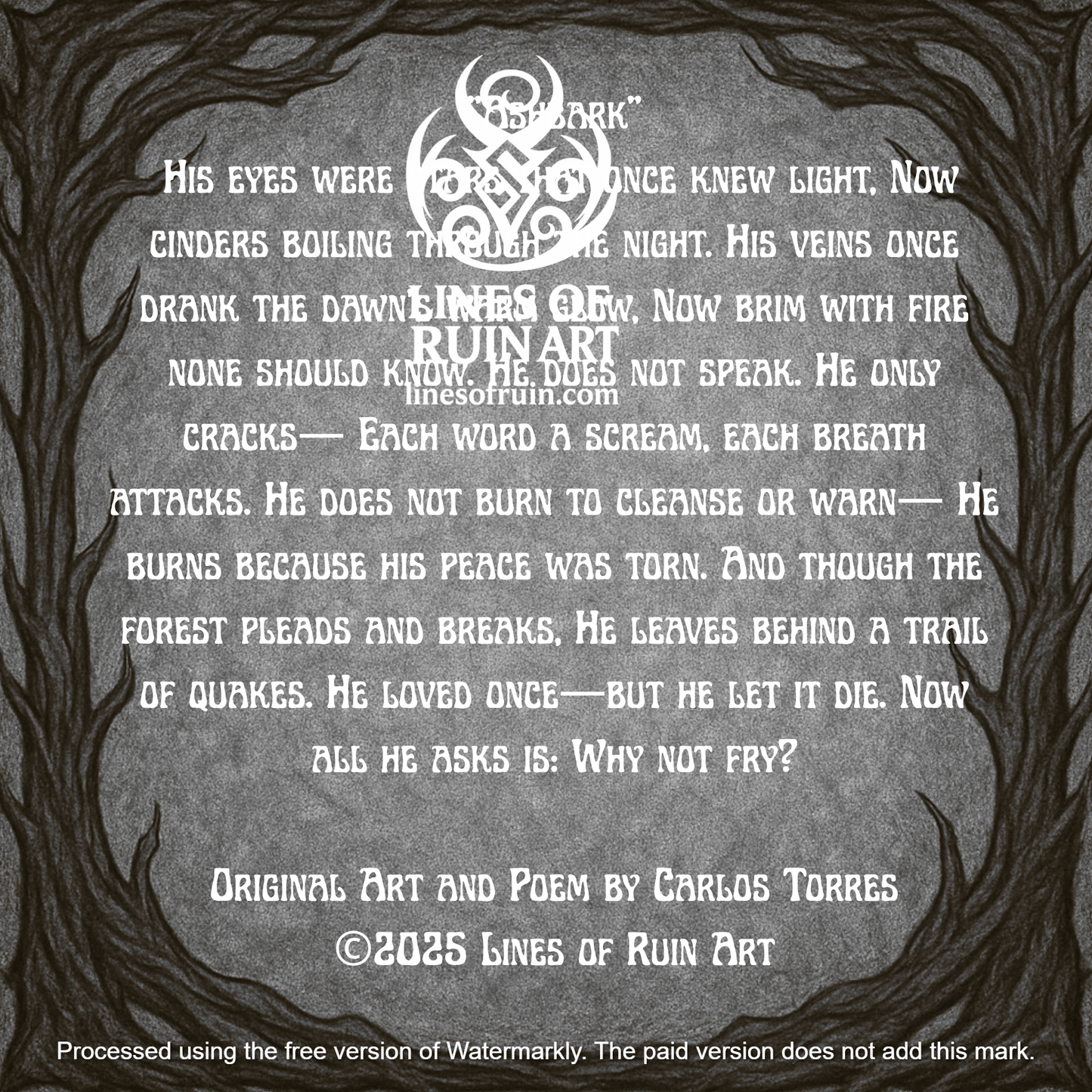 "Ashbark" Poetry Print