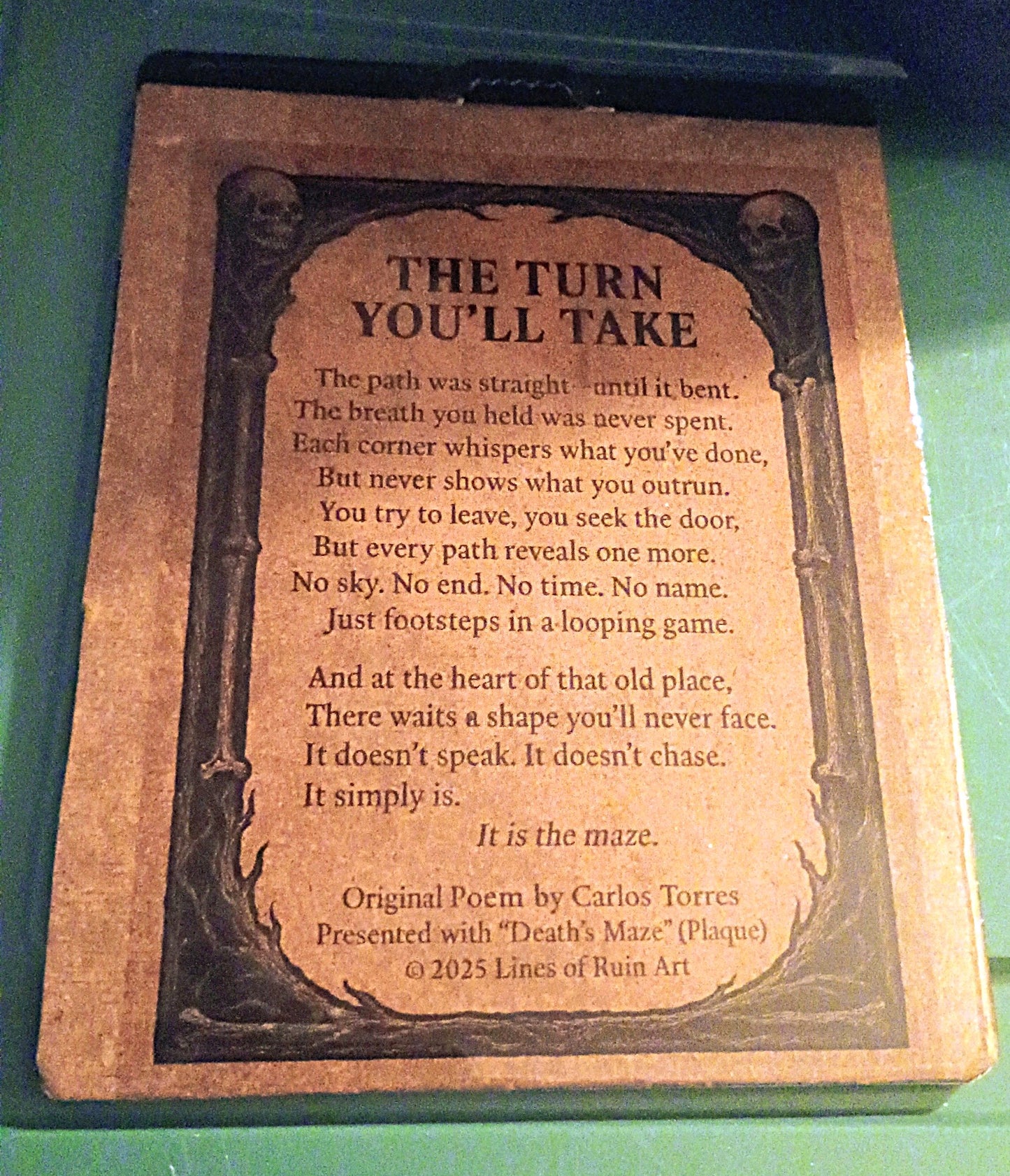 "Death's Maze" Custom Wooden Art & Poetry Plaque