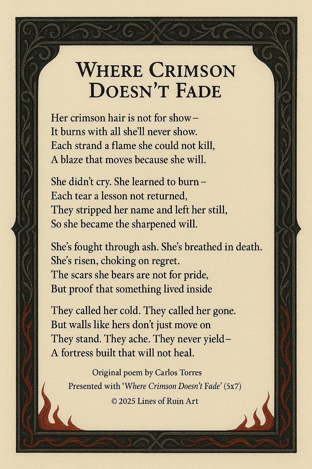 "Where Crimson Doesn't Fade" Custom Wooden Art & Poetry Plaque