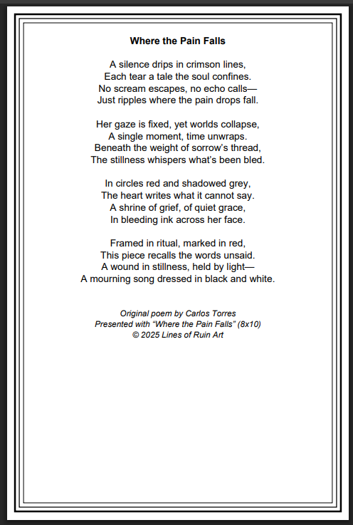 "Where The Pain Falls" 8x10 Framed Art Print