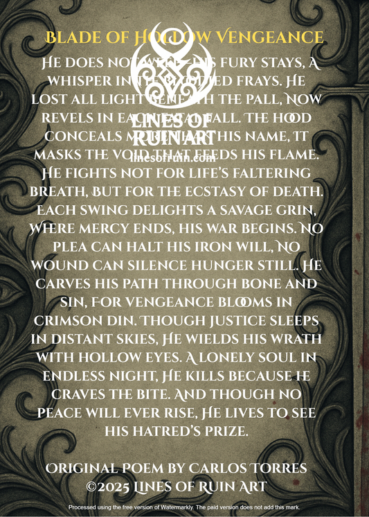 "Blade Of Hollow Vengeance" Poetry print