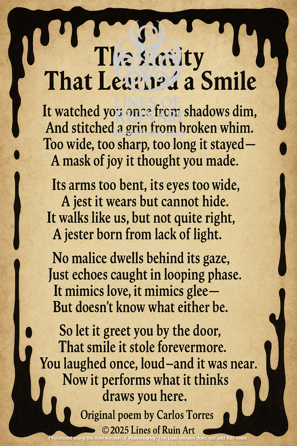 "The Entity That Learned A Smile" Poetry Print