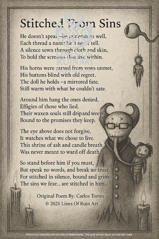 :Stitched From Sins" Poetry Print