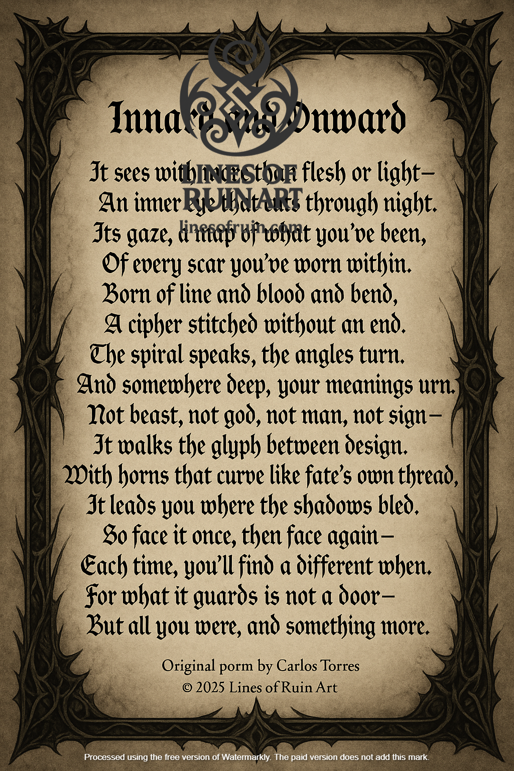 "Innard And Onward" Poetry Print