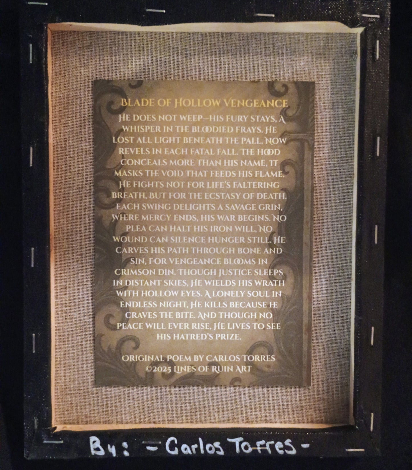 "Blade Of Hollow Vengeance" 8x10  Art & Poetry Print On Canvas