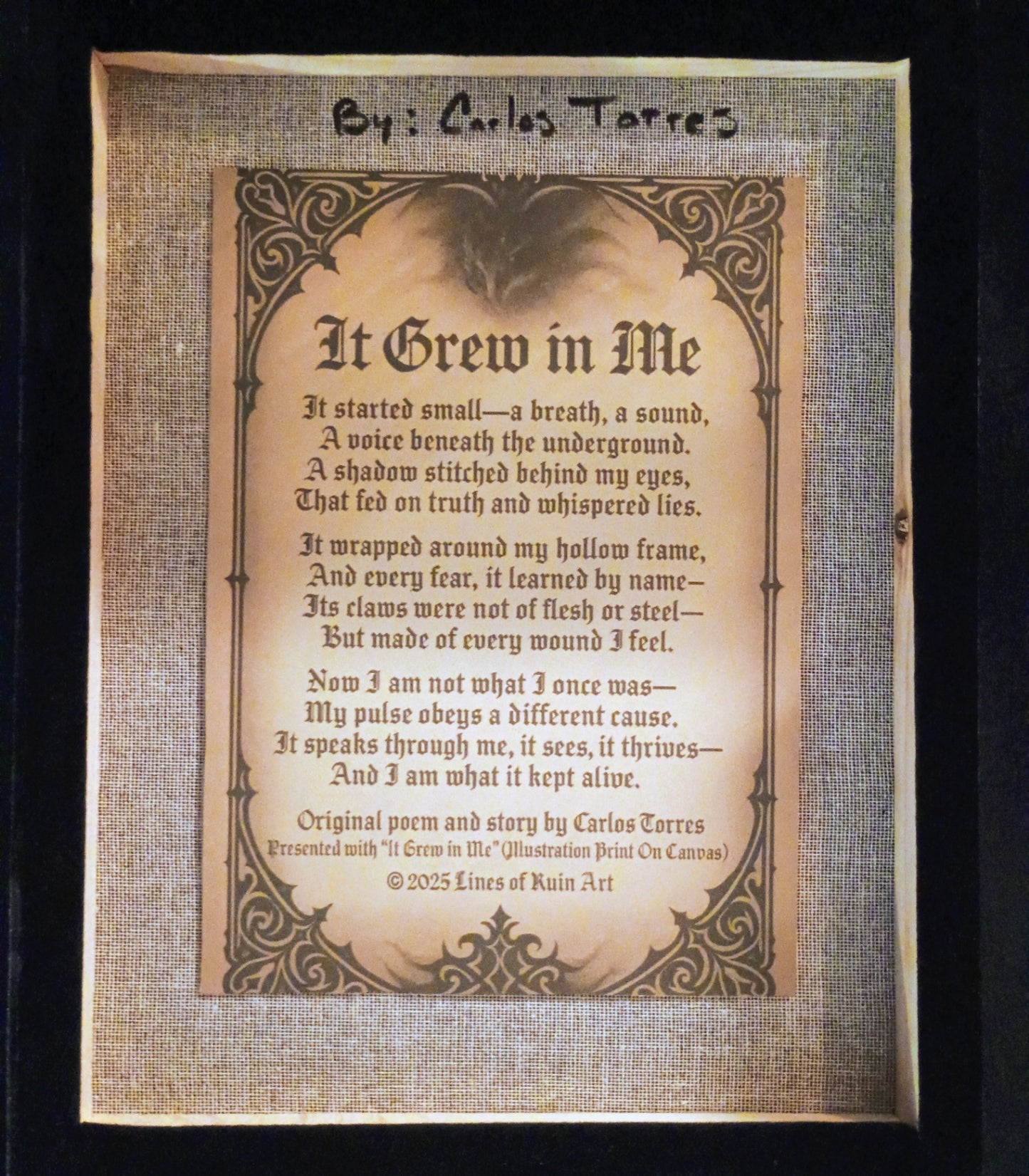 "It Grew In Me" 8x10 Resin coated Art & Poetry Print on Canvas