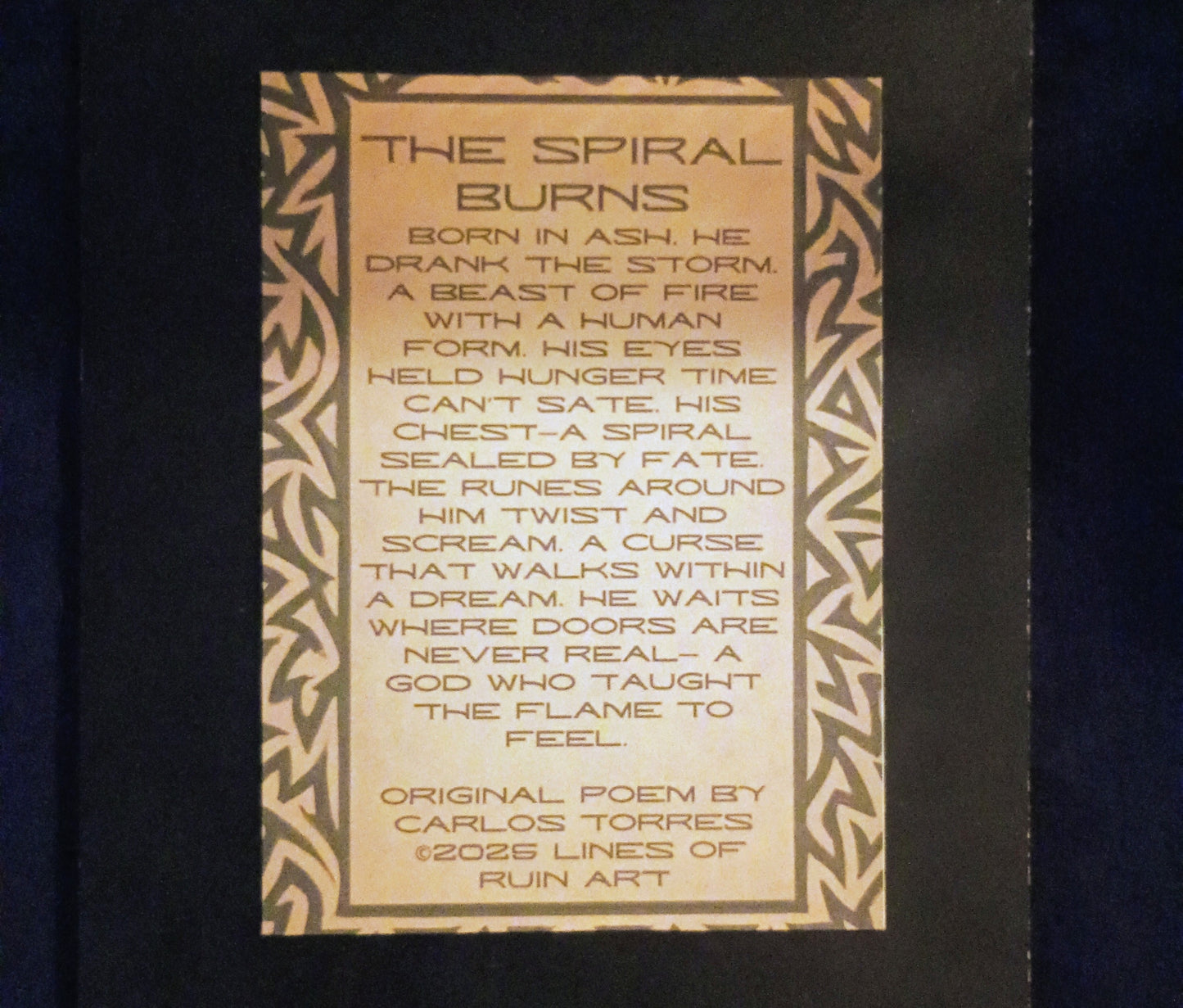 "The Spiral Burns" 8x11 Wooden Art & Poetry Plaque