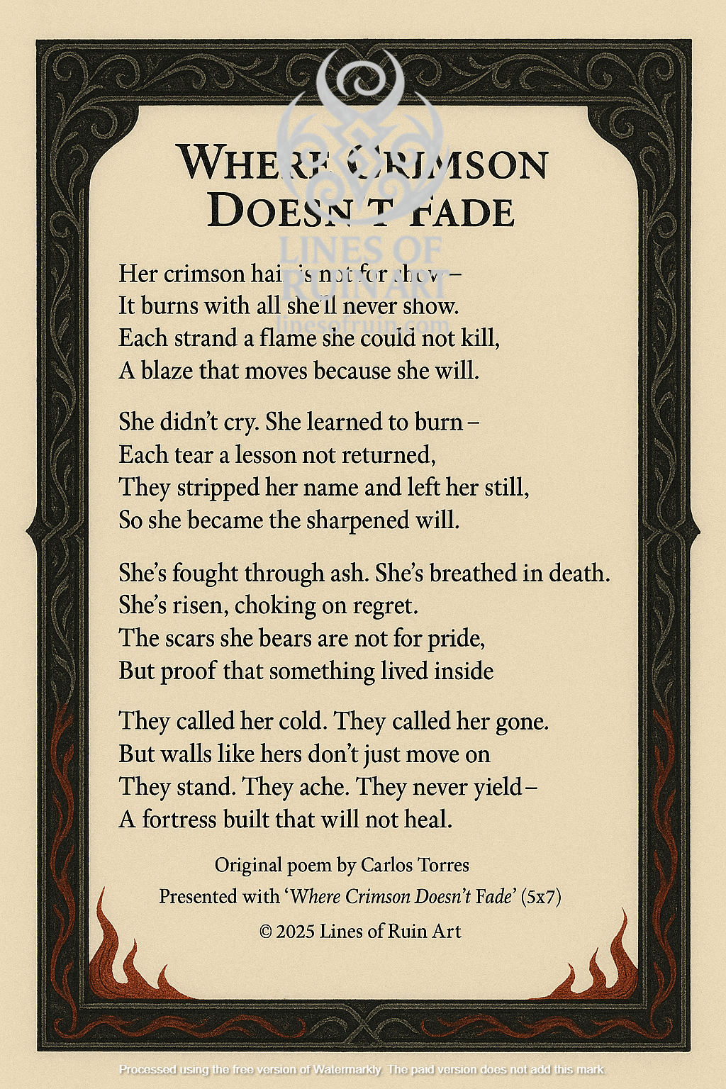 "Where Crimson Doesn't Fade" Poetry Print