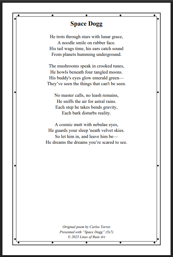 "Space Dogg" 5x7 Framed Art Print