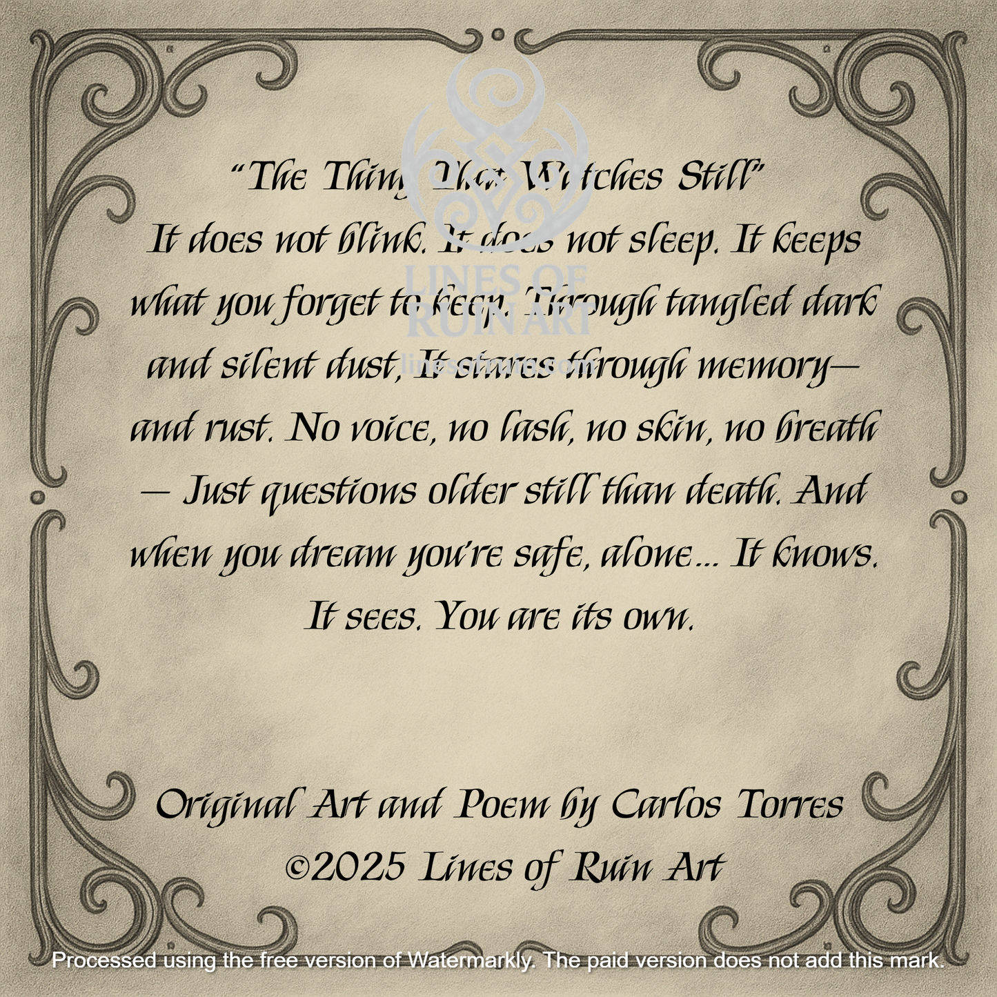 "The Thing That Watches Still" Poetry Print