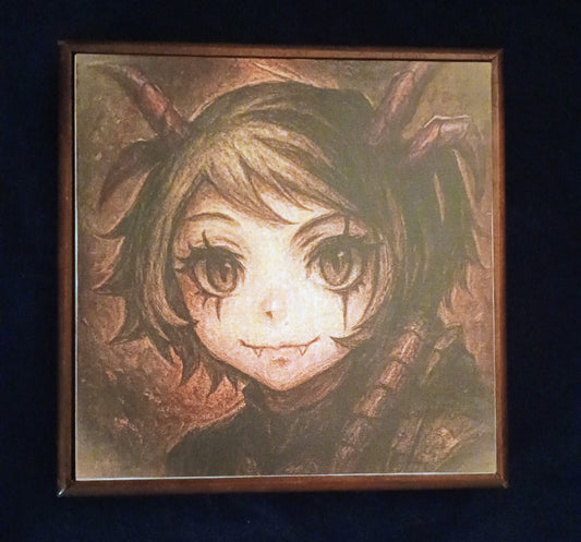 "Where Laughter Bites" — Framed 6x6 Ceramic Tile Art & Poetry Plaque